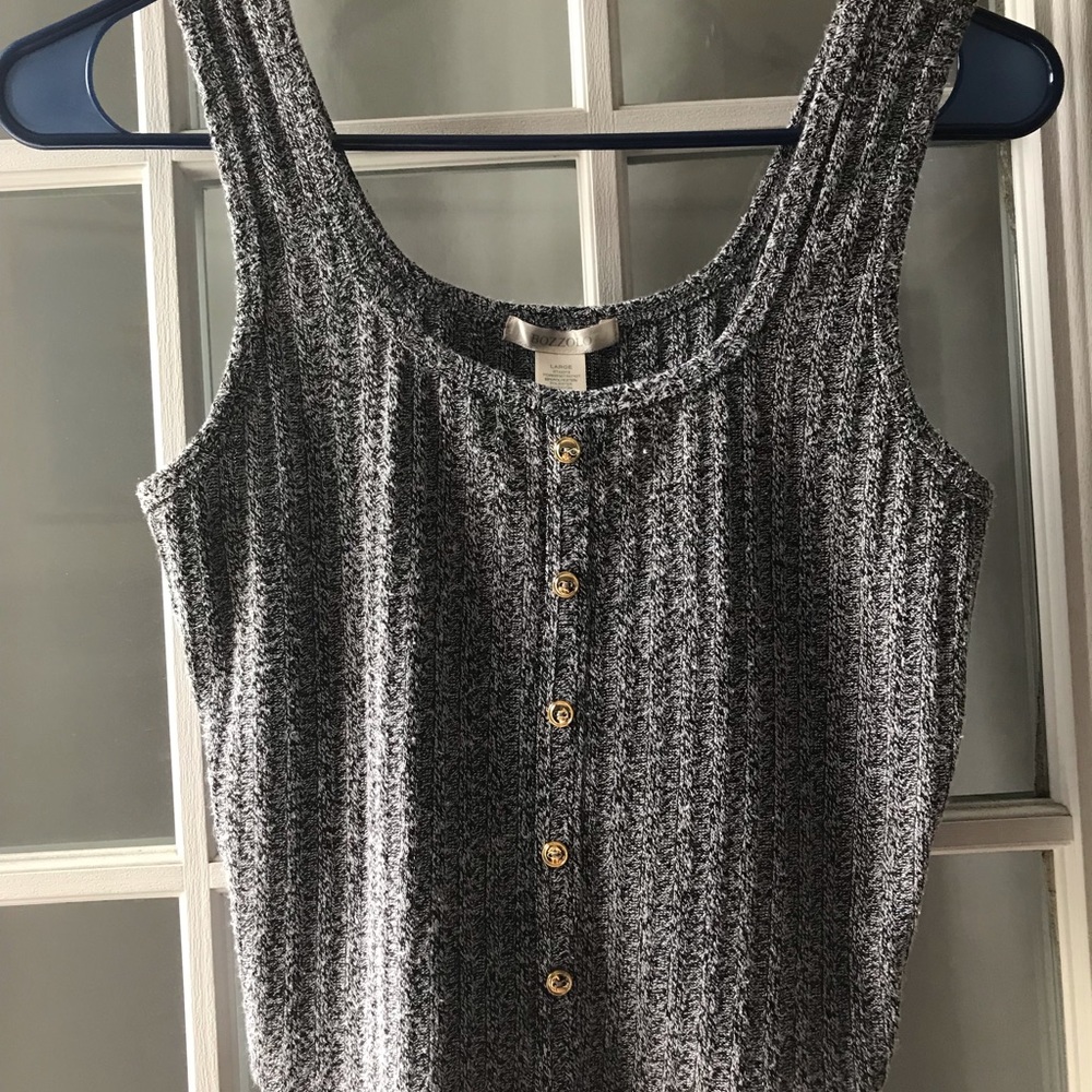 Gray button-up crop top